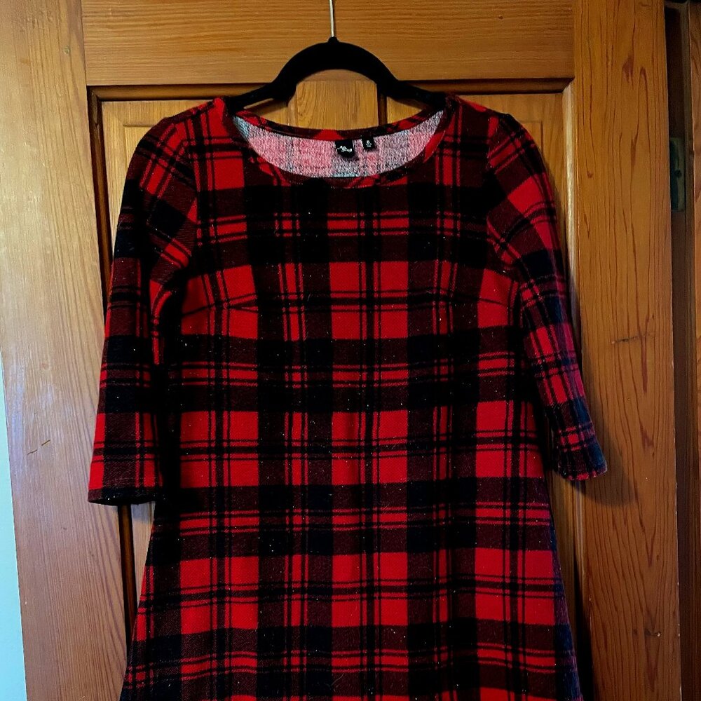 Au Fond Cozy Plaid Sweater Dress